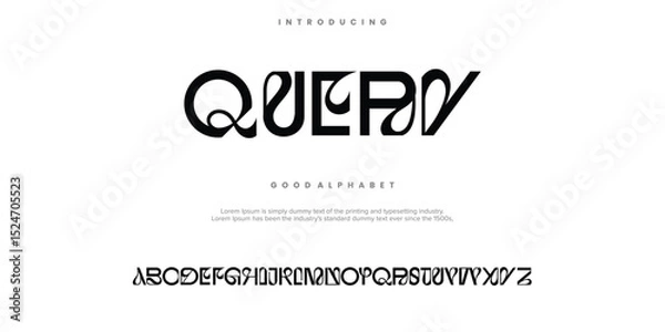 Fototapeta QUERY abstract digital alphabet font. Minimal technology typography, Creative urban sport fashion futuristic font and with numbers. vector illustration