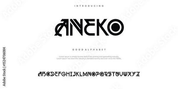 Fototapeta ANEKO abstract minimal modern alphabet fonts. Typography technology vector illustration
