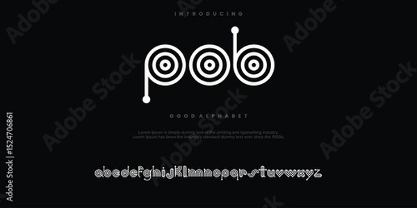 Fototapeta POB monoline abstract minimal modern alphabet fonts. Typography technology vector illustration