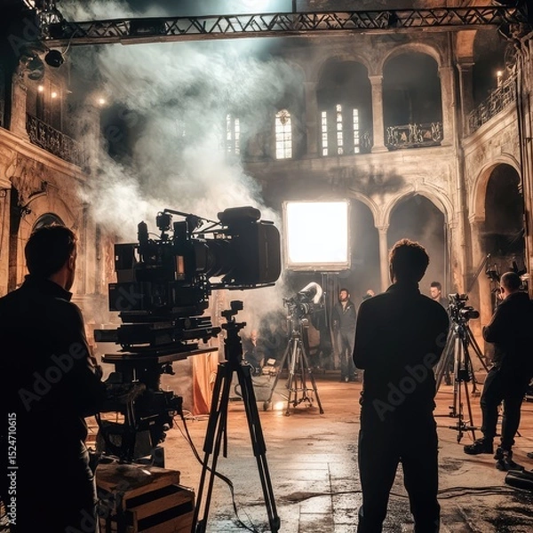 Fototapeta 4. Why are movie set photos popular in entertainment and behind-the-scenes stock images?
