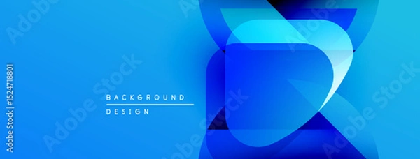 Fototapeta Abstract blue design features overlapping shapes, gradients. Modern aesthetic suitable for backgrounds, presentations. Clean, vibrant composition.