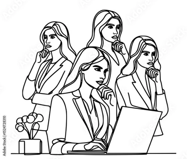 Fototapeta Line Art of a Fired Gun, A minimalist black and white illustration of a fired gun