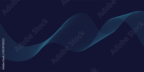 Fototapeta Abstract glowing wave lines on dark blue background. Dynamic wave pattern. Modern flowing wavy lines. Futuristic technology concept. Suit for banner, poster, cover, brochure, flyer, website. Eps10