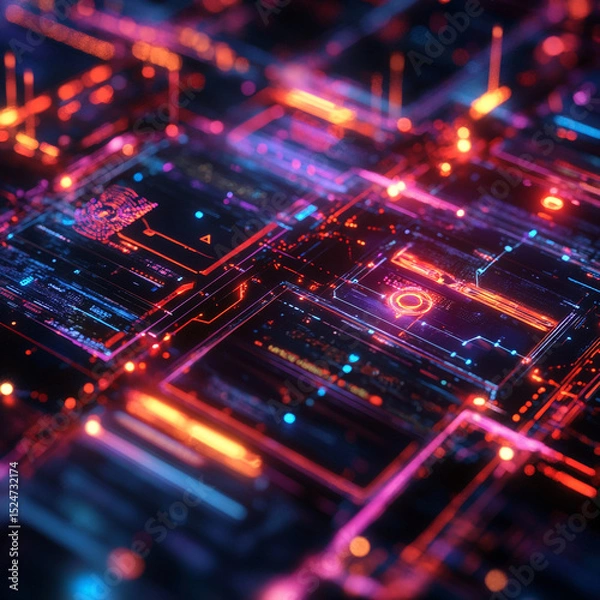 Fototapeta Digital Finance Featuring Concept Holographic Floating