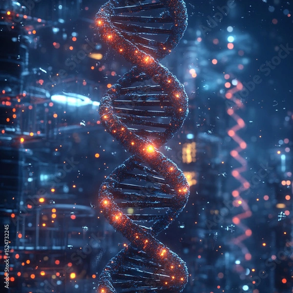 Fototapeta Advanced Concept Floating Glowing Featuring Biotechnology