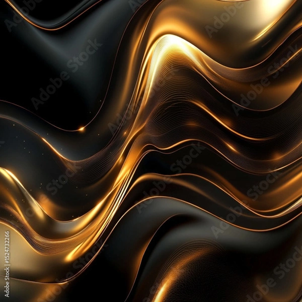 Fototapeta Gradient Black With And Fluid Gold Luxurious Background