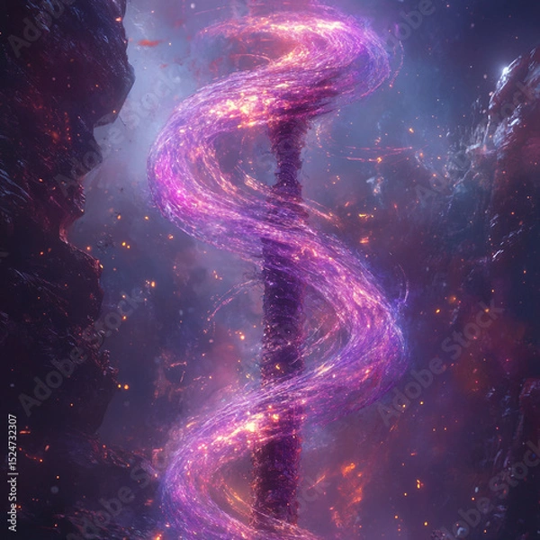 Fototapeta Spiral Mid-Air Tower Rotating Floating Endlessly Wit