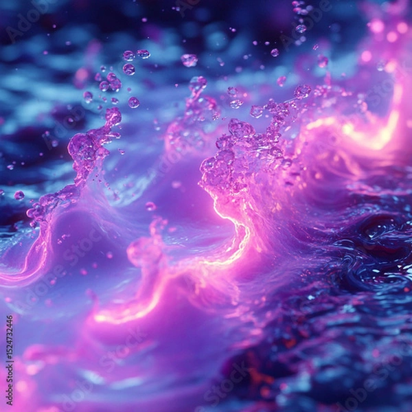 Fototapeta Paint Capture Slow-Motion Into Liquid Splashing Neon