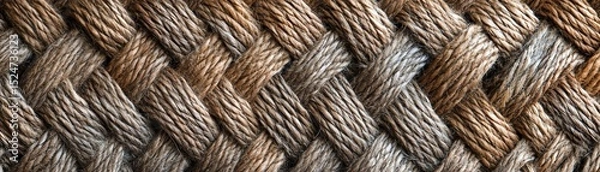 Fototapeta Textured woven pattern in shades of brown and grey, perfect for backgrounds.