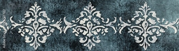 Fototapeta Vintage decorative pattern on a textured dark blue background.