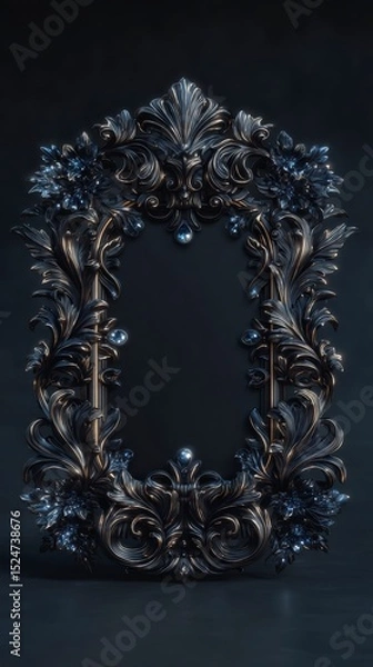 Obraz Ornate Baroque Frame  3D Render  Dark Decor  Elegant  Luxury  Vintage   Gothic   Black Gol