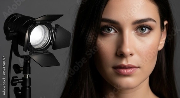 Fototapeta Studio Portrait with Professional Lighting and Close-up Facial Details