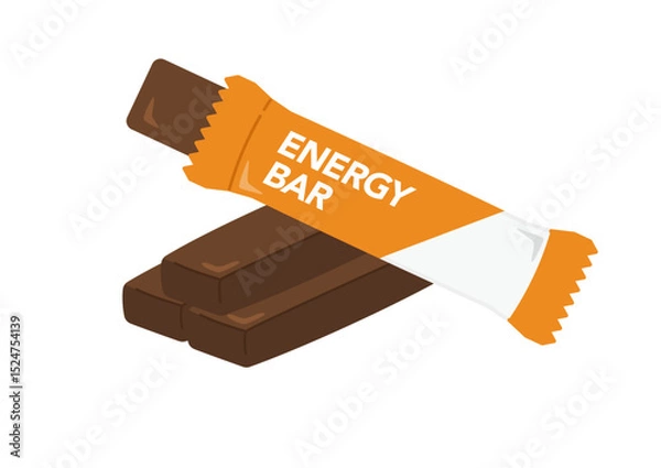 Obraz 開封したエナジーバーのイラストセット　チョコレート