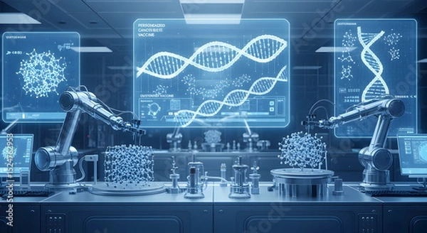 Obraz Advanced robotics in modern laboratory research facility for developing personalized cancer vaccines