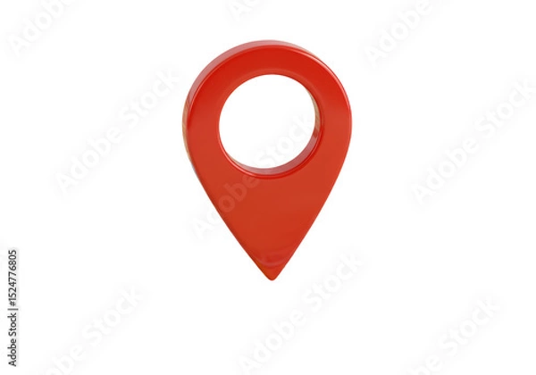 Obraz Isolated 3D Red Map Pointer Icon with Glossy Finish