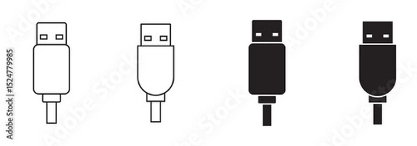 Fototapeta USB Essentials A Modern Icon Set . USB icon set, Usb flash drive symbol. Universal USB sign png and vector illustration on transparent background . 