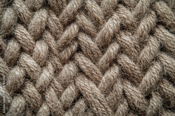 Obraz Interwoven yarn strands create a plush surface with natural texture and symmetry. Ideal for slow living visuals, product packaging, and handcrafted design projects.

