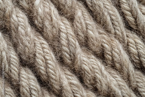 Obraz Thick twisted fiber with soft highlights, capturing the essence of handmade quality and comfort. Great for eco-branding, cozy campaigns, or artisan product shots.

