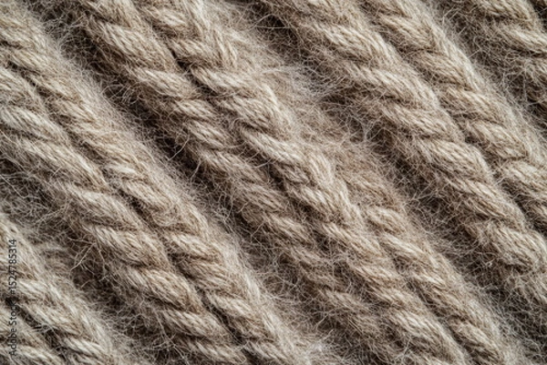Obraz Close-up of woolen braid evokes warmth and simplicity, perfect for organic lifestyle visuals, textile promotions, and minimalist mood boards.

