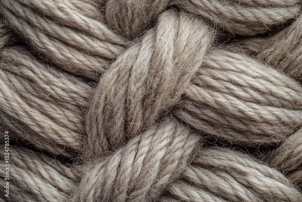 Obraz Close-up of woolen braid evokes warmth and simplicity, perfect for organic lifestyle visuals, textile promotions, and minimalist mood boards.

