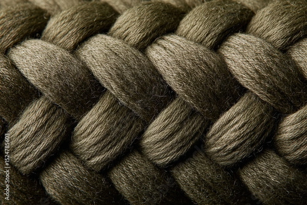 Obraz Close-up of woolen braid evokes warmth and simplicity, perfect for organic lifestyle visuals, textile promotions, and minimalist mood boards.


