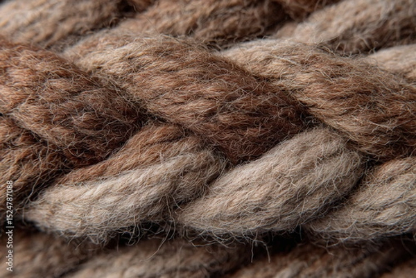 Obraz Twisted strands of fiber form a dense, tactile surface ideal for handmade aesthetics, knitting content, or textile design themes with a natural, warm appeal.

