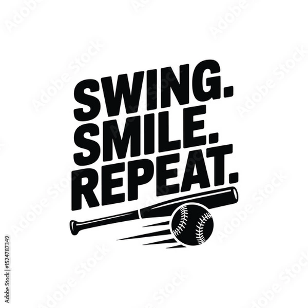 Fototapeta Swing Smile Repeat SVG - Fun Softball Quote for Players and Fans