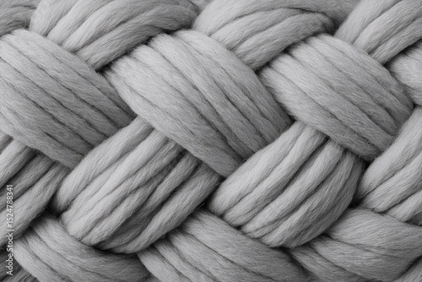 Obraz Close-up of thick woven yarn forming a chunky braid with soft texture and depth. Perfect for crafting visuals, natural product branding, and cozy design projects.

