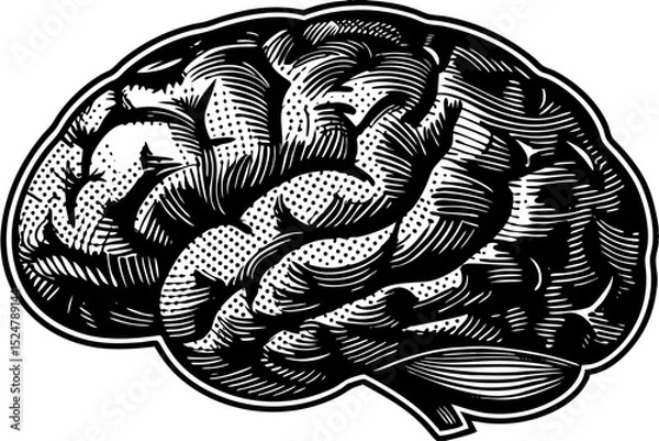 Fototapeta brain with halftone stipple effect 