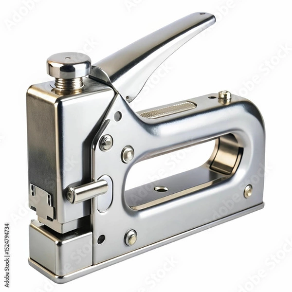 Fototapeta A high-quality image of a staple gun isolated on a white background, featuring a sturdy