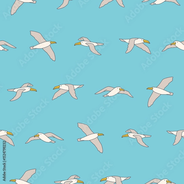 Obraz Vector Albatross Seamless Pattern Background for Print Fabric Surface Fashion Wrapping