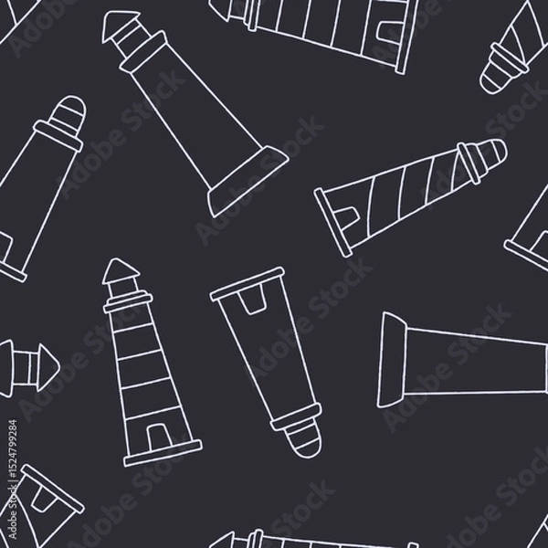 Obraz Outline Lighthouse Vector Seamless Pattern Background for Surface Print Fabric Fashion Wrapping