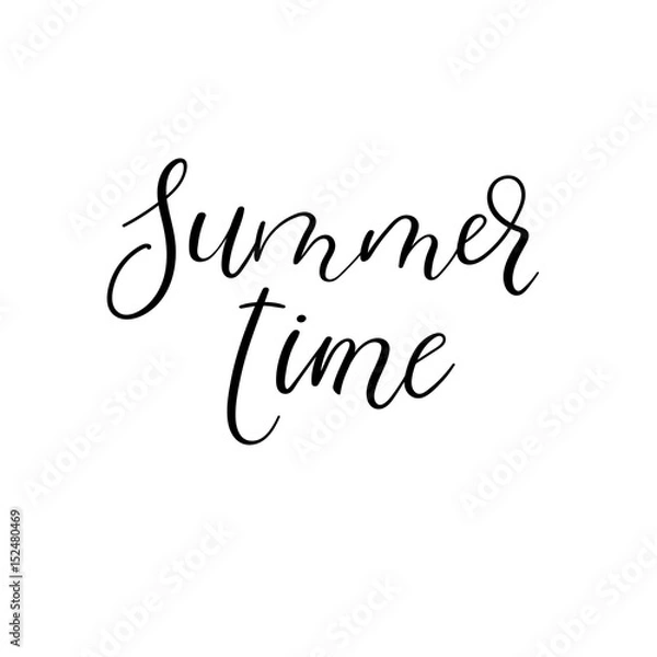Fototapeta Summer time greeting card. Vector modern calligraphy. Handwritten inscription.