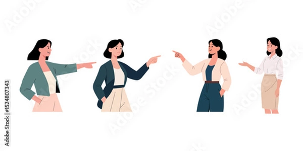 Obraz Diverse Businesswomen in Different Communication Styles, Indicating Discussion or Argument