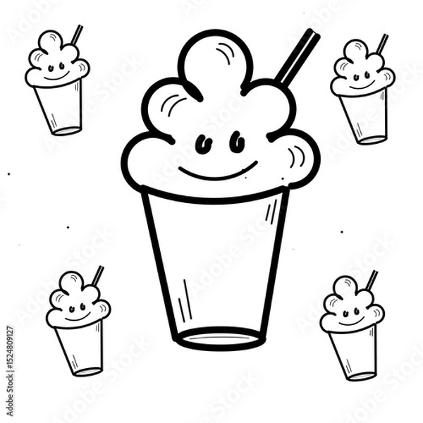 Fototapeta ice cream set vector