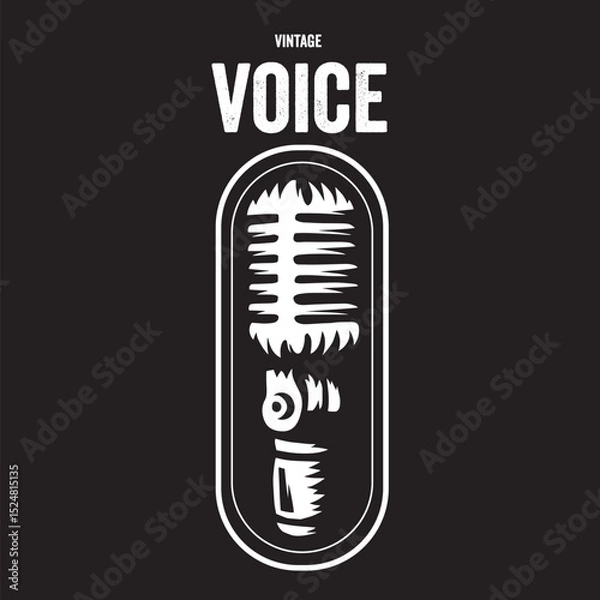 Fototapeta Vintage illustration of condenser microphone logo