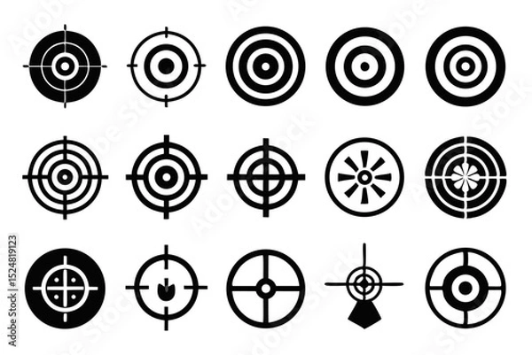 Fototapeta Crosshair bullseye target aiming icon set isolated on transparent background