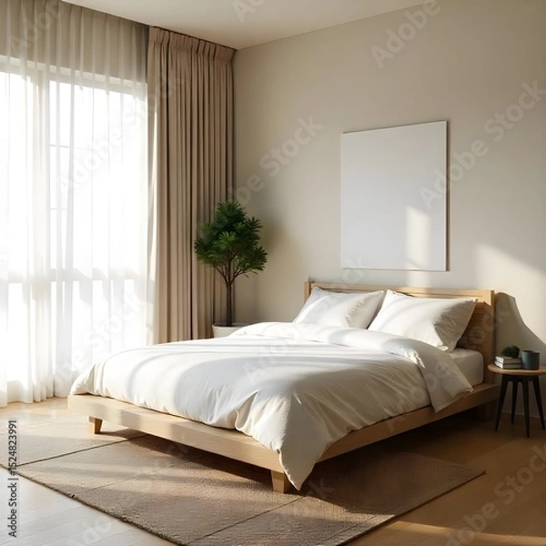 Obraz modern bedroom interior with white bed
