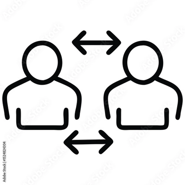 Obraz People Communication Icon Two Figures with Arrows Symbolizing Interaction and Exchange
