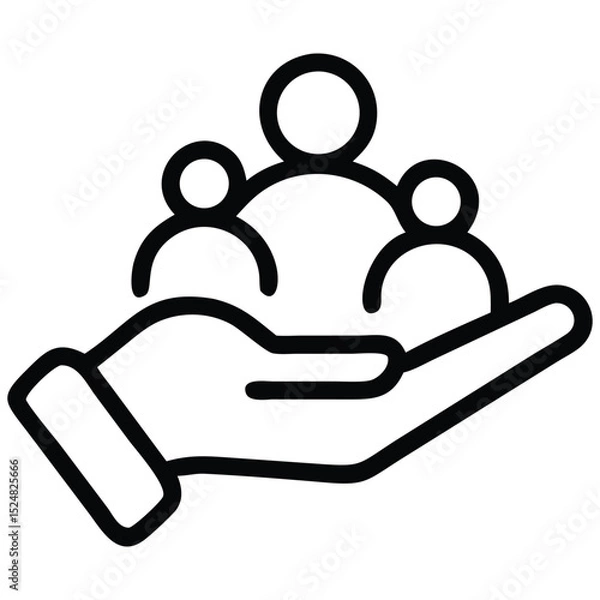 Obraz People on Hand Support, Teamwork, Community, Assistance, and Leadership Icon Design