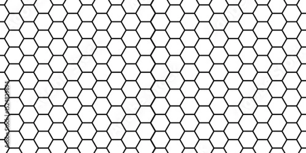 Fototapeta Honeycomb pattern with hexagon mesh. Texture bee comb grid. Flat vector illustration isolated on white background.