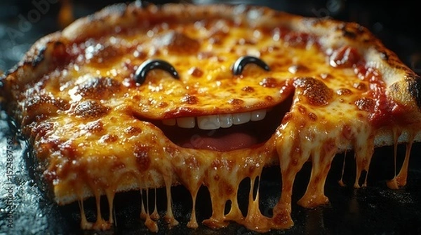 Obraz Happy melted pizza face