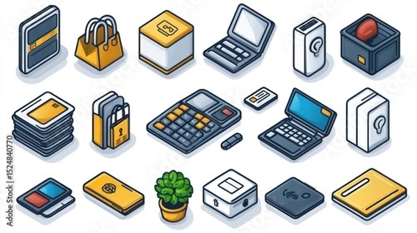 Obraz Isometric technology objects collection