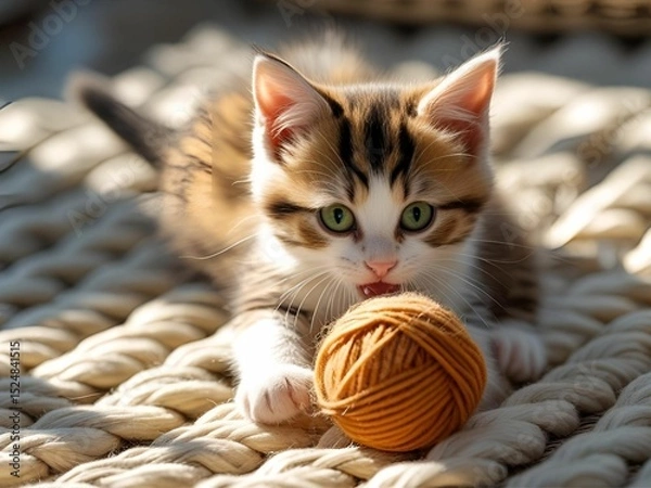 Obraz 遊ぶ三毛猫[GenerativeAi]