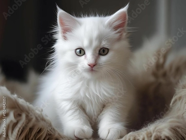 Obraz 見つめる白猫[GenerativeAI]