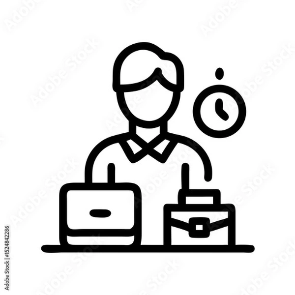 Fototapeta Freelance & Productivity icon Containing work online, remote work, freelancer, laptop, home office, client meeting, self-employed, graphic designer and Solid,line, silhouette, vector icons collection.