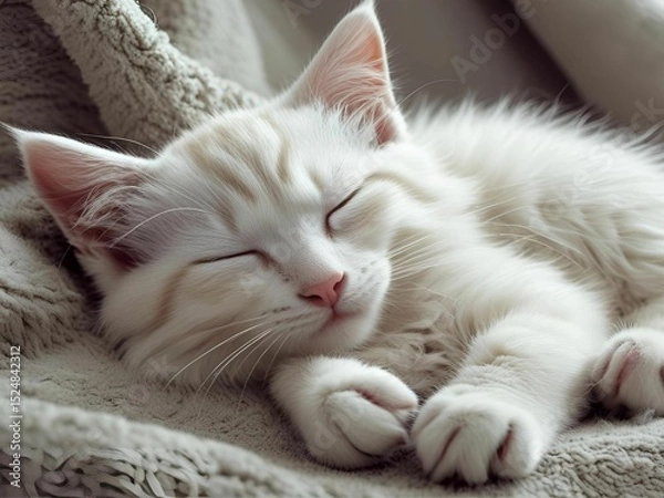Obraz 眠る白猫[GenerativeAi]
