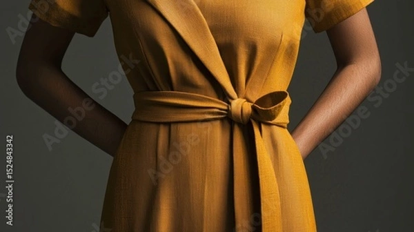 Fototapeta Wrap Dress - A dress with a front closure formed by wrapping one side across the other.