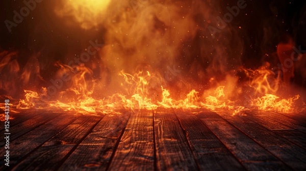 Fototapeta abstract illustration fire explosion glowing with a dazzling inferno of glittering heat and swirling smoke, embodying the elemental power