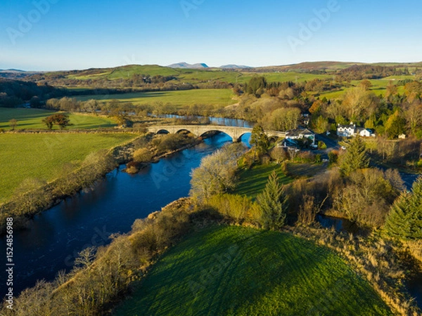 Obraz Aerial view of Ken Dee Bridge and river, near New Galloway, Dumfries and Galloway, Scotland